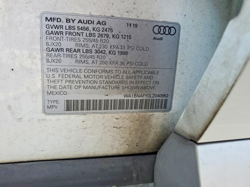 Продажа на аукционе авто 2020 Audi Q5, vin: WA1BNAFY0L2040952, номер лота: 66310056