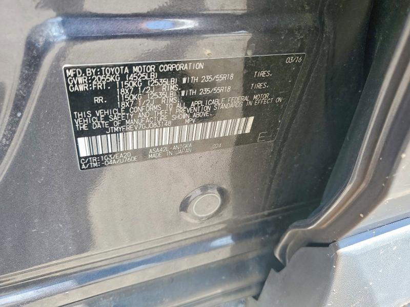 Aukcja sprzedaży 2016 Toyota Rav4, vin: JTMYFREV7GJ083148, numer aukcji: 64426206