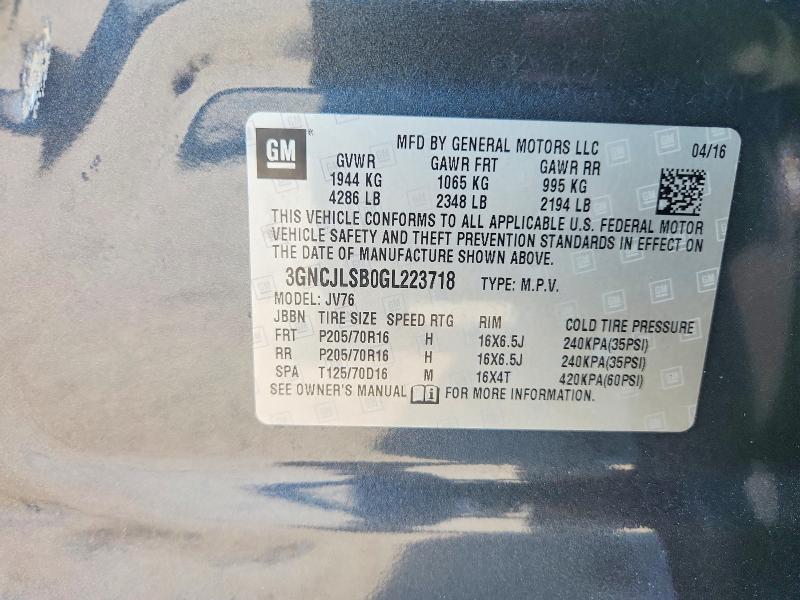 Продажа на аукционе авто 2016 Chevrolet Trax, vin: 3GNCJLSB0GL223718, номер лота: 65156106
