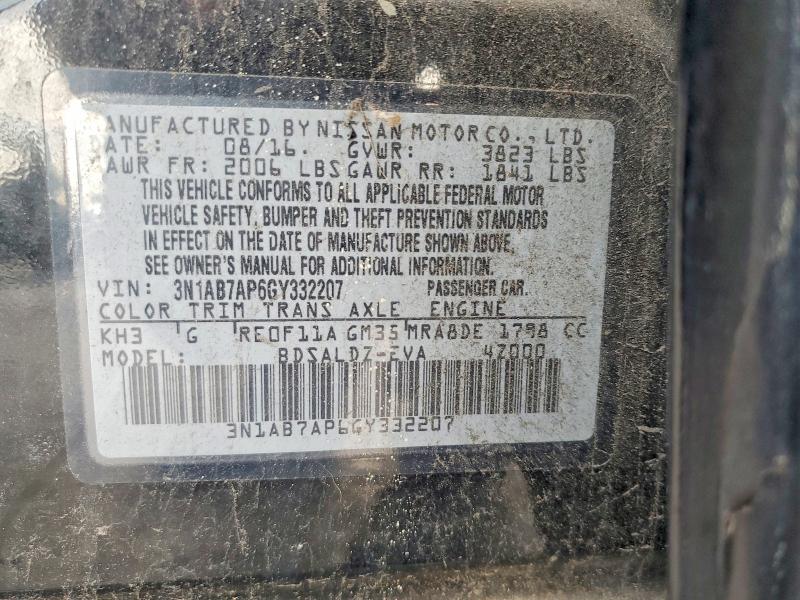 64519696 :رقم المزاد ، 3N1AB7AP6GY332207 vin ، 2016 Nissan Sentra مزاد بيع