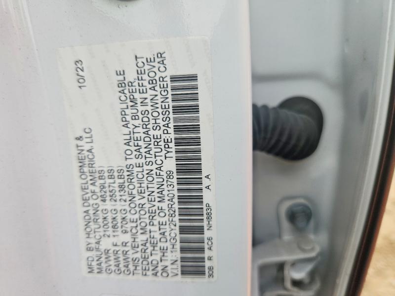 63674676 :رقم المزاد ، 1HGCY2F82RA013789 vin ، 2024 Honda Accord مزاد بيع