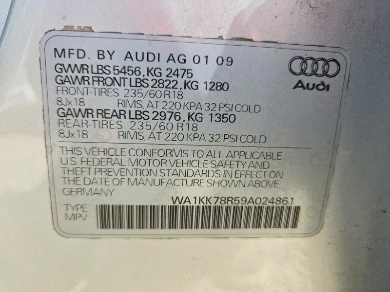 Aukcja sprzedaży 2009 Audi Q5, vin: WA1KK78R59A024861, numer aukcji: 62416276
