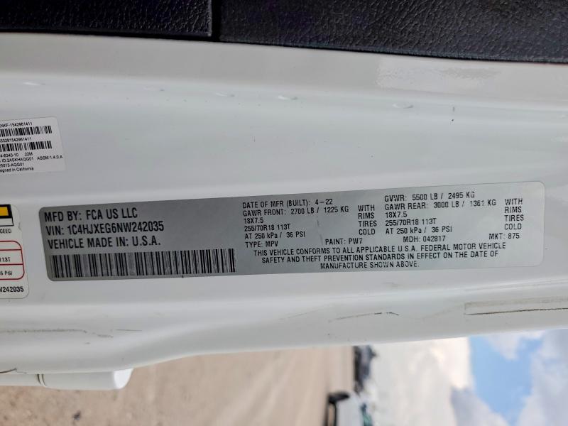 66575766 :رقم المزاد ، 1C4HJXEG6NW242035 vin ، 2022 Jeep Wrangler Unlimited مزاد بيع