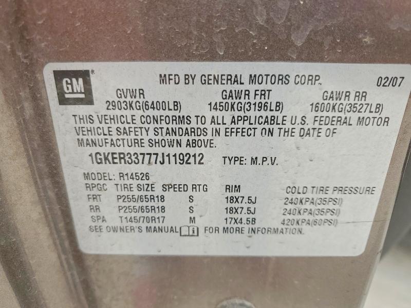Aukcja sprzedaży 2007 Gmc Acadia, vin: 1GKER33777J119212, numer aukcji: 67111666