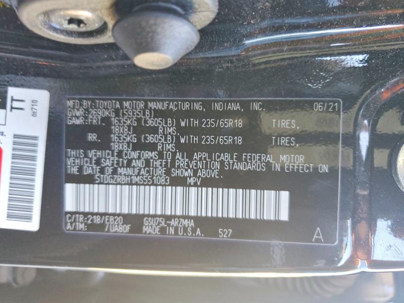 Продажа на аукционе авто 2021 Toyota Highlander, vin: 5TDGZRBH1MS551083, номер лота: 65575426