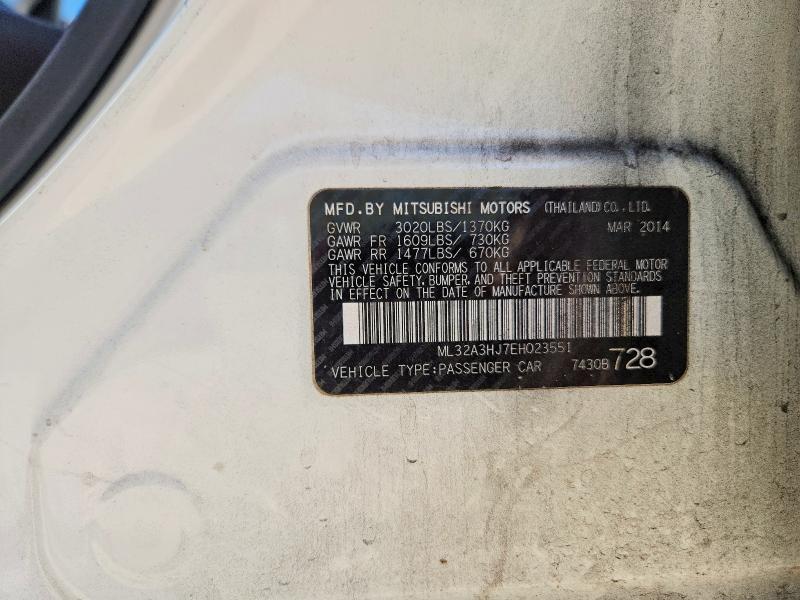 2014 Mitsubishi Mirage მანქანა იყიდება აუქციონზე, vin: ML32A3HJ7EH023551, აუქციონის ნომერი: 66173066
