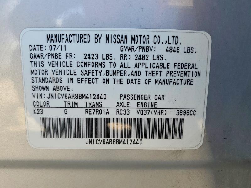 Aukcja sprzedaży 2011 Infiniti G37 Sedan, vin: JN1CV6AR8BM412440, numer aukcji: 66753846
