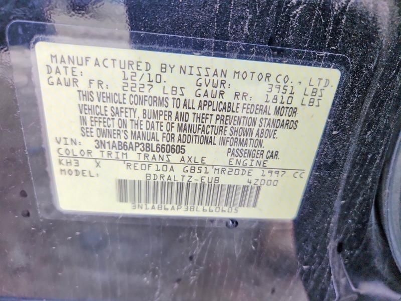 Продаж на аукціоні авто 2011 Nissan Sentra, vin: 3N1AB6AP3BL660605, номер лоту: 65826066