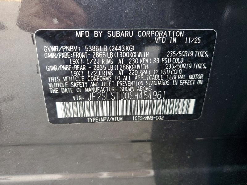 63622986 :رقم المزاد ، JF2SLSTD0SH454961 vin ، 2025 Subaru Forester مزاد بيع