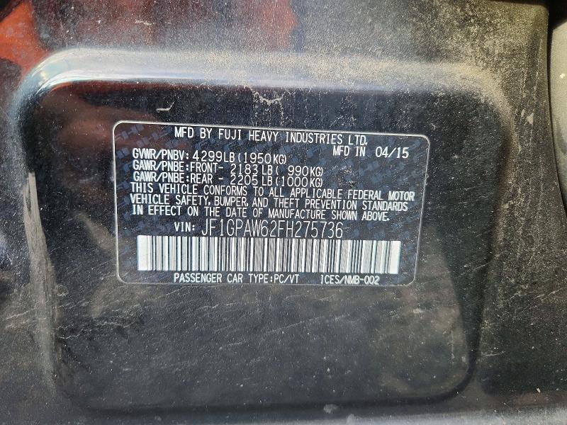66515376 :رقم المزاد ، JF1GPAW62FH275736 vin ، 2015 Subaru Impreza مزاد بيع