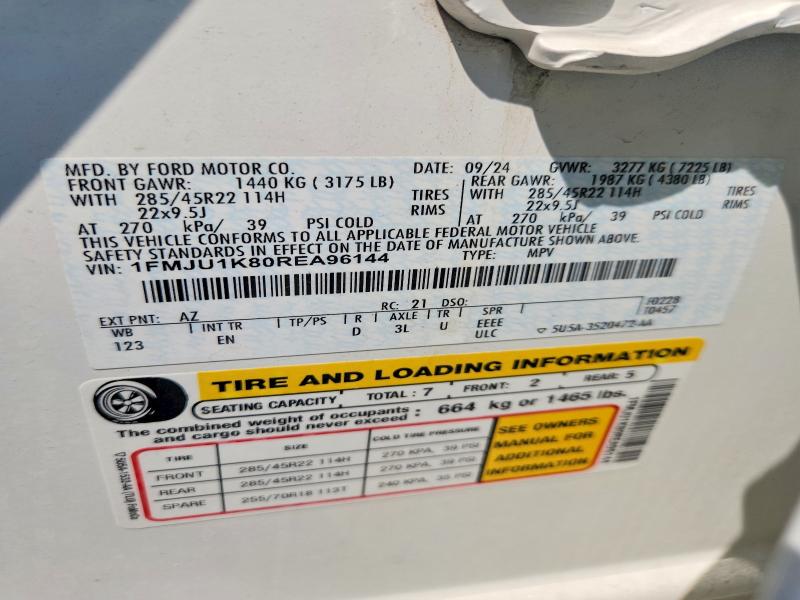 Продаж на аукціоні авто 2024 Ford Expedition, vin: 1FMJU1K80REA96144, номер лоту: 66565686