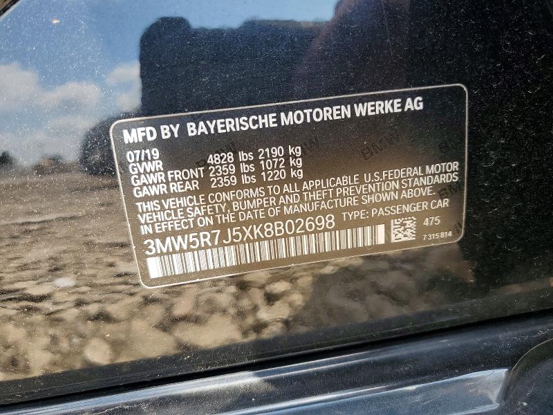 Продажа на аукционе авто 2019 Bmw 330xi, vin: 3MW5R7J5XK8B02698, номер лота: 63745386
