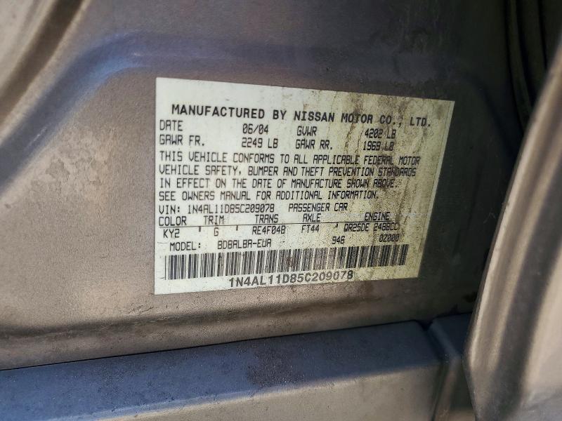 Aukcja sprzedaży 2005 Nissan Altima, vin: 1N4AL11D85C209078, numer aukcji: 65231966