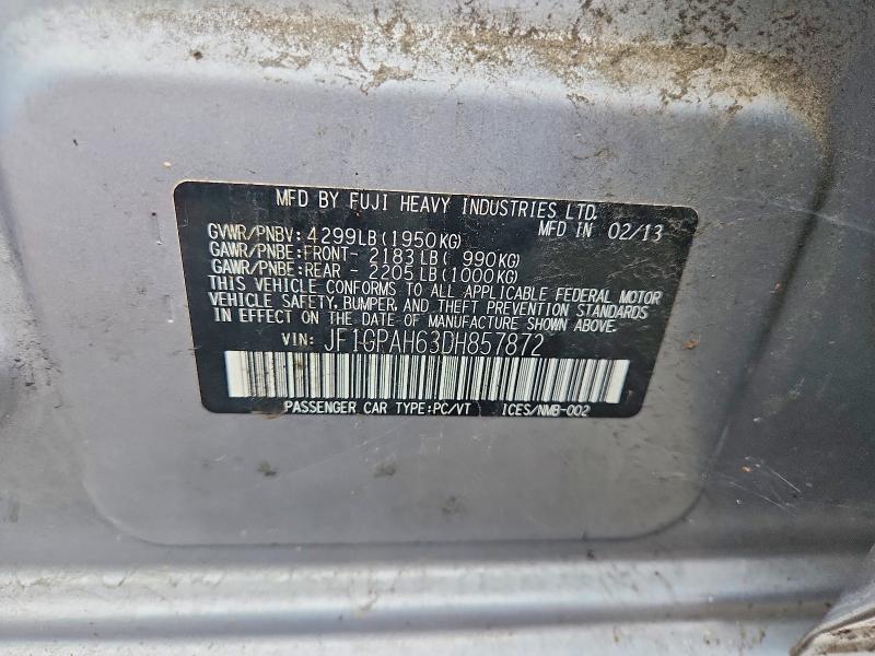 Продажа на аукционе авто 2013 Subaru Impreza, vin: JF1GPAH63DH857872, номер лота: 65304396