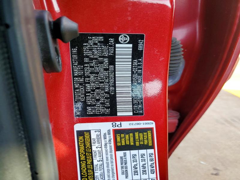 Aukcja sprzedaży 2012 Toyota Camry, vin: 4T1BF1FK6CU627008, numer aukcji: 64288606