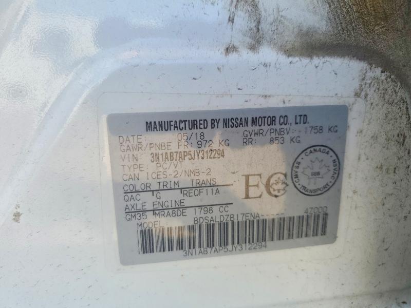 63999576 :رقم المزاد ، 3N1AB7AP5JY312294 vin ، 2018 Nissan Sentra مزاد بيع