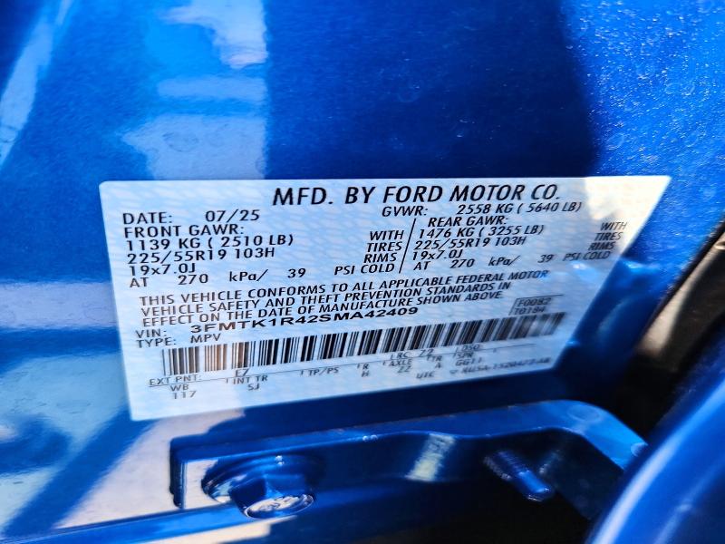 63732636 :رقم المزاد ، 3FMTK1R42SMA42409 vin ، 2025 Ford Mustang Mach-e مزاد بيع