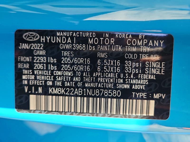 Продаж на аукціоні авто 2022 Hyundai Kona, vin: KM8K22AB1NU878580, номер лоту: 66592326