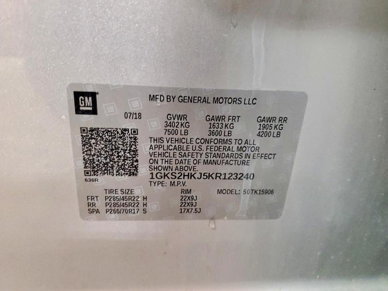 64787866 :رقم المزاد ، 1GKS2HKJ5KR123240 vin ، 2019 Gmc Yukon Xl مزاد بيع