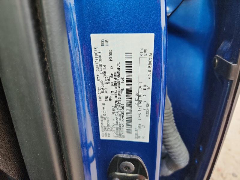 Auction sale of the 2022 Ford F150, vin: 1FTEW1C52NKE30996, lot number: 63828386