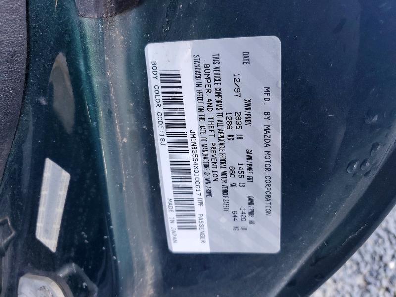 Продаж на аукціоні авто 1999 Mazda Mx-5 Miata, vin: JM1NB3534X0100617, номер лоту: 63280206