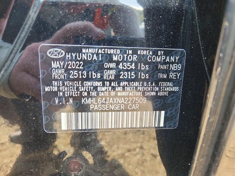 Aukcja sprzedaży 2022 Hyundai Sonata, vin: KMHL64JAXNA227509, numer aukcji: 64914496