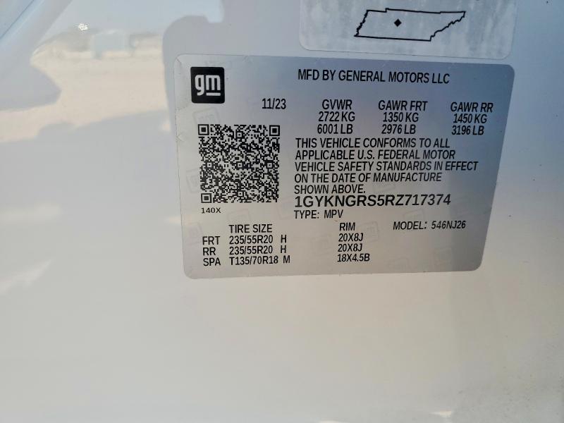 63730056 :رقم المزاد ، 1GYKNGRS5RZ717374 vin ، 2024 Cadillac Xt5 مزاد بيع