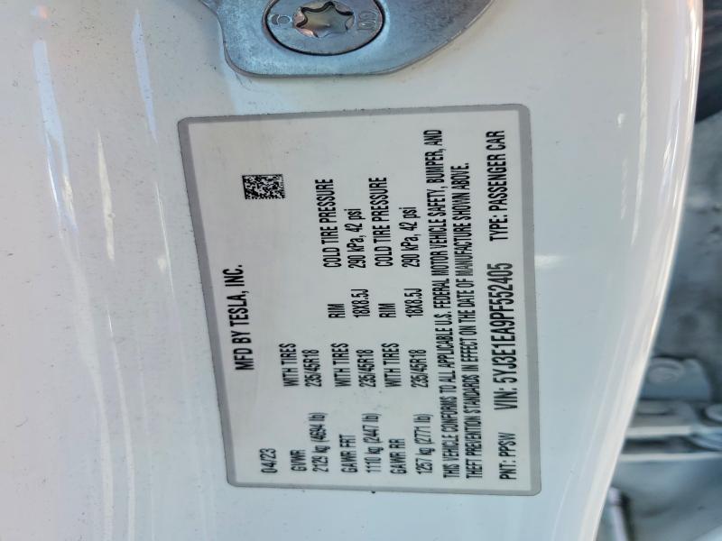 Aukcja sprzedaży 2023 Tesla Model 3, vin: 5YJ3E1EA9PF552405, numer aukcji: 63759226
