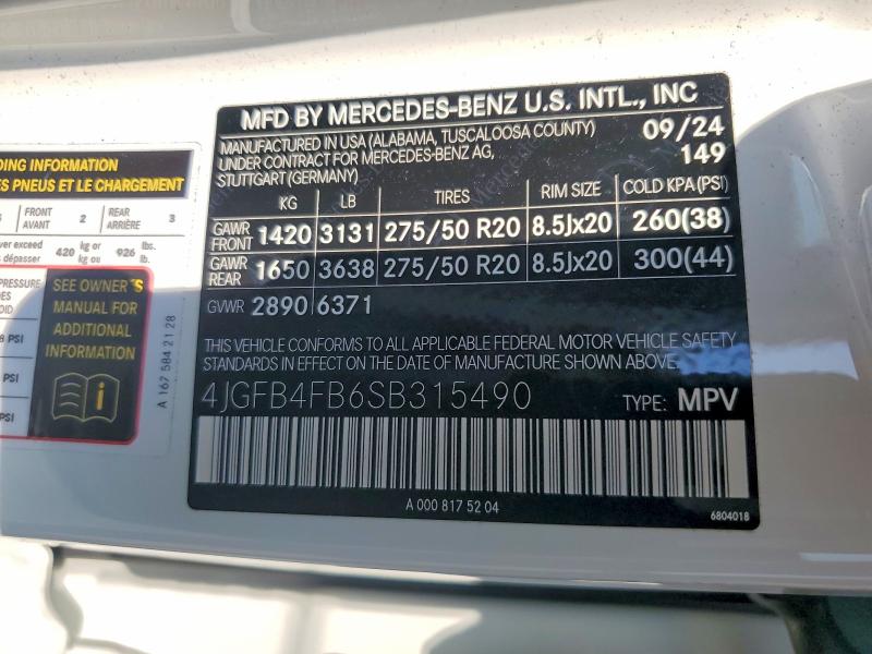 Продажа на аукционе авто 2025 Mercedes-benz Gle, vin: 4JGFB4FB6SB315490, номер лота: 64238216