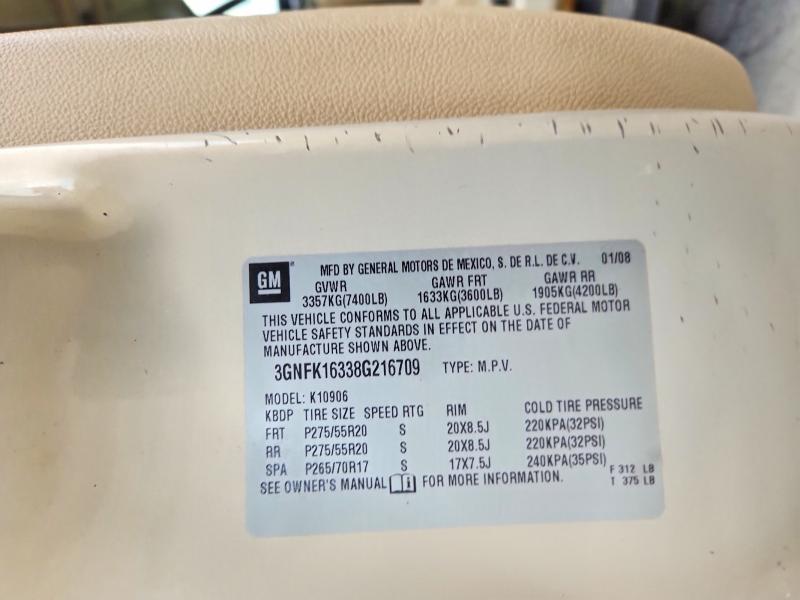64954306 :رقم المزاد ، 3GNFK16338G216709 vin ، 2008 Chevrolet Suburban مزاد بيع