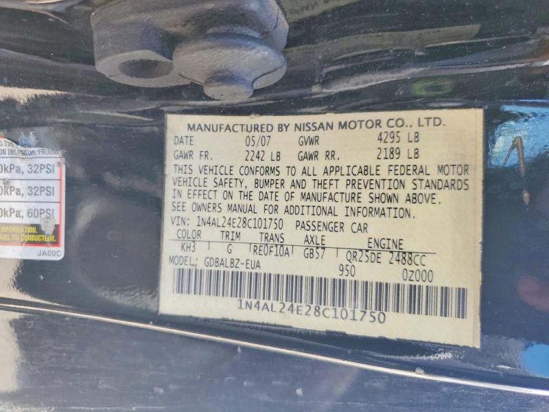 2008 Nissan Altima მანქანა იყიდება აუქციონზე, vin: 1N4AL24E28C101750, აუქციონის ნომერი: 64840816