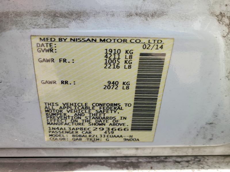 Продаж на аукціоні авто 2014 Nissan Altima, vin: 1N4AL3AP8EC293666, номер лоту: 64742716