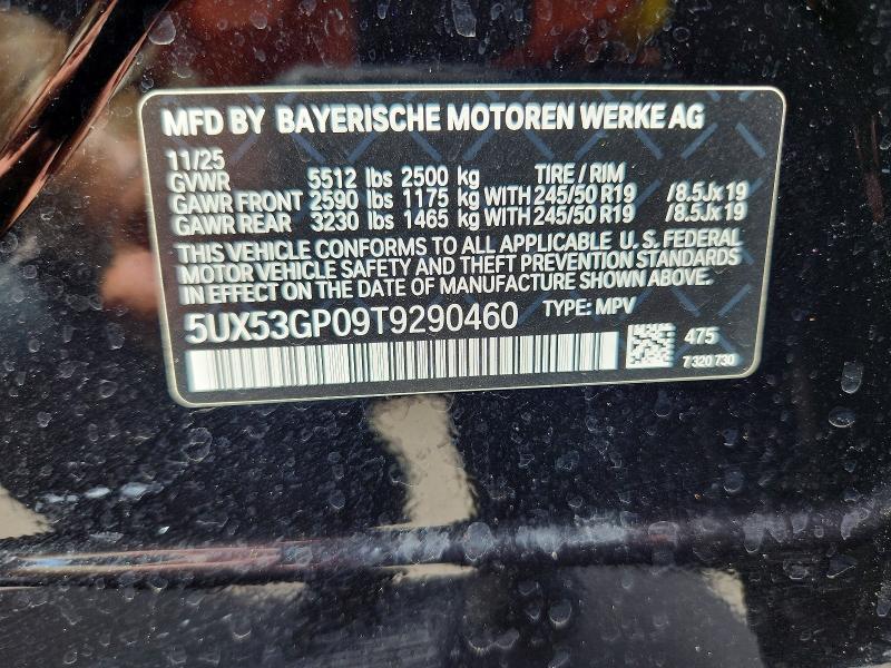 67079206 :رقم المزاد ، 5UX53GP09T9290460 vin ، 2026 Bmw X3 مزاد بيع