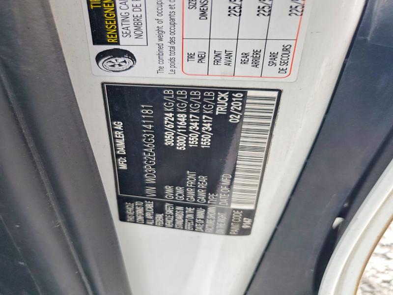 Aukcja sprzedaży 2016 Mercedes-benz Metris, vin: WD3PG2EA6G3141181, numer aukcji: 65918376