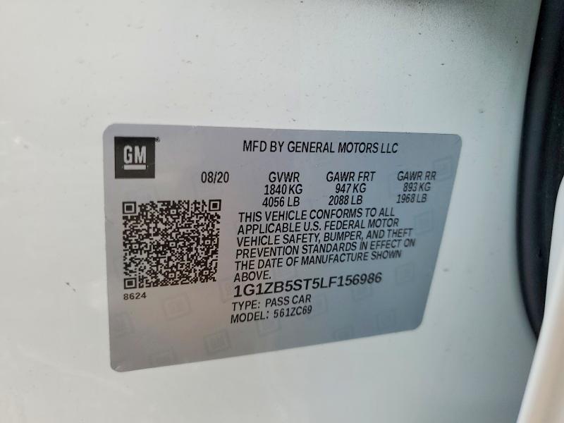 Продаж на аукціоні авто 2020 Chevrolet Malibu, vin: 1G1ZB5ST5LF156986, номер лоту: 64646986