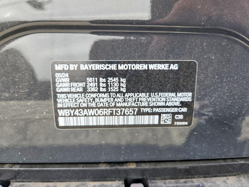 Aukcja sprzedaży 2024 Bmw I4, vin: WBY43AW06RFT37657, numer aukcji: 65937776