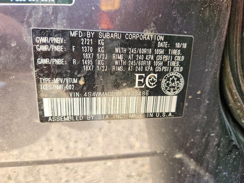 Продажа на аукционе авто 2019 Subaru Ascent, vin: 4S4WMAGD9K3433486, номер лота: 67028196