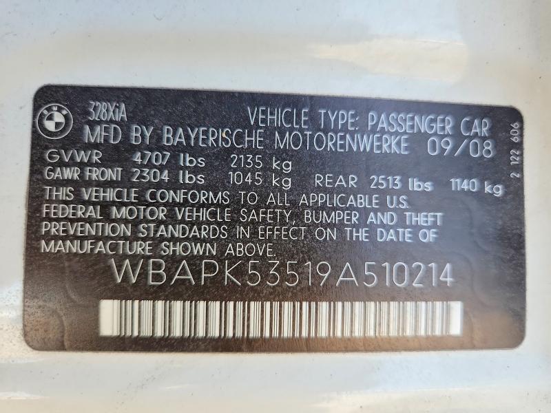 Aukcja sprzedaży 2009 Bmw 328, vin: WBAPK53519A510214, numer aukcji: 66576996