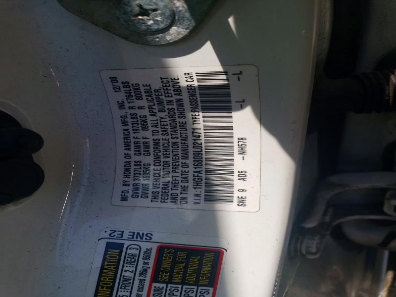 Продаж на аукціоні авто 2009 Honda Civic, vin: 1HGFA16809L021471, номер лоту: 63313416