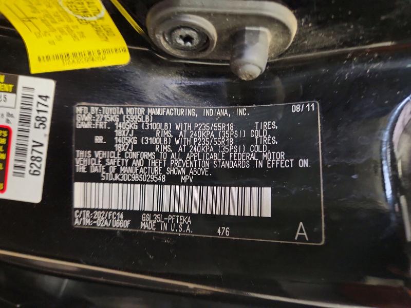 Продажа на аукционе авто 2011 Toyota Sienna, vin: 5TDJK3DC9BS029548, номер лота: 64892766