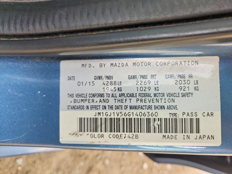 64389976 :رقم المزاد ، JM1GJ1V56G1406360 vin ، 2016 Mazda 6 مزاد بيع