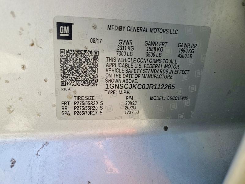 Aukcja sprzedaży 2018 Chevrolet Suburban, vin: 1GNSCJKC0JR112265, numer aukcji: 65716226