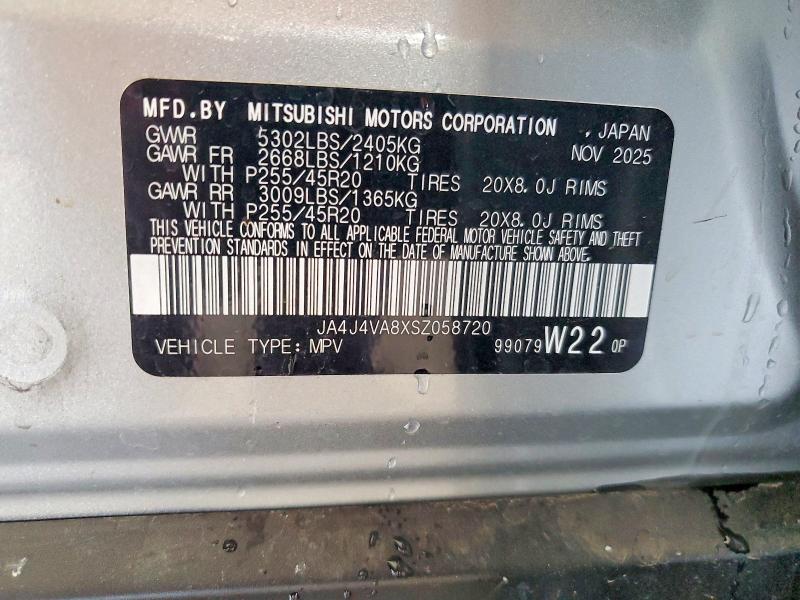 64791436 :رقم المزاد ، JA4J4VA8XSZ058720 vin ، 2025 Mitsubishi Outlander مزاد بيع