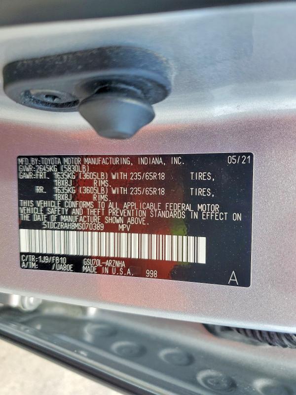 Продажа на аукционе авто 2021 Toyota Highlander, vin: 5TDCZRAH8MS070389, номер лота: 64852876