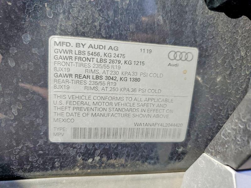 Aukcja sprzedaży 2020 Audi Q5, vin: WA1ANAFY4L2044420, numer aukcji: 65902866