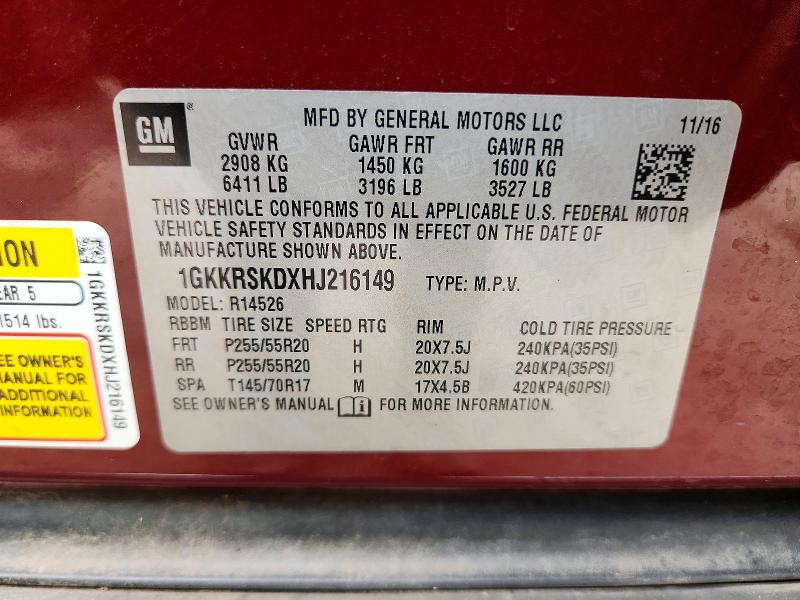 Продаж на аукціоні авто 2017 Gmc Acadia Limited, vin: 1GKKRSKDXHJ216149, номер лоту: 66198016