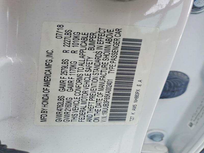 2019 Acura Tlx მანქანა იყიდება აუქციონზე, vin: 19UUB3F65KA002401, აუქციონის ნომერი: 66235646