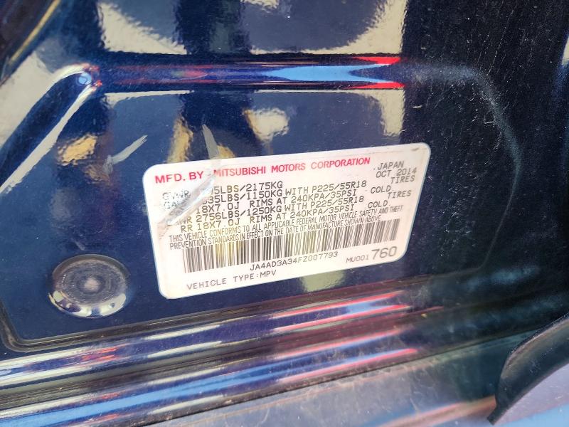 65553466 :رقم المزاد ، JA4AD3A34FZ007793 vin ، 2015 Mitsubishi Outlander مزاد بيع