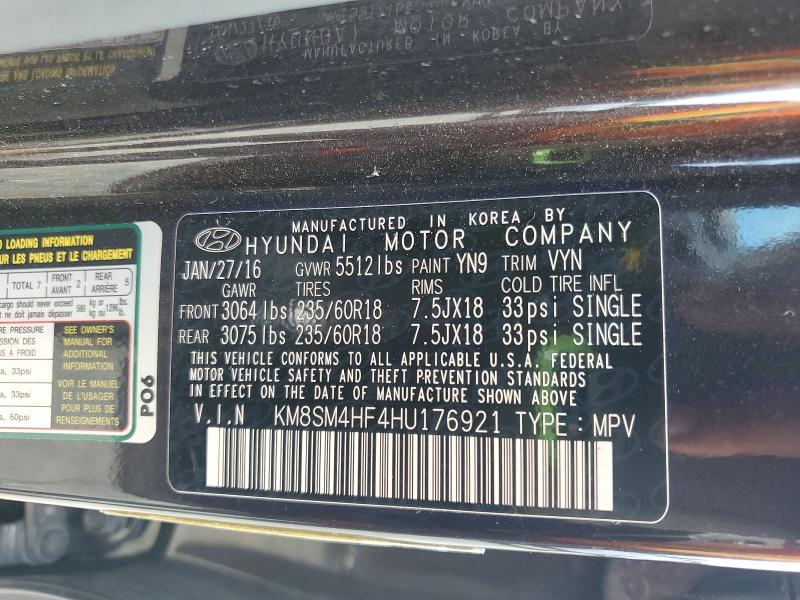 Продаж на аукціоні авто 2017 Hyundai Santa Fe, vin: KM8SM4HF4HU176921, номер лоту: 66454026