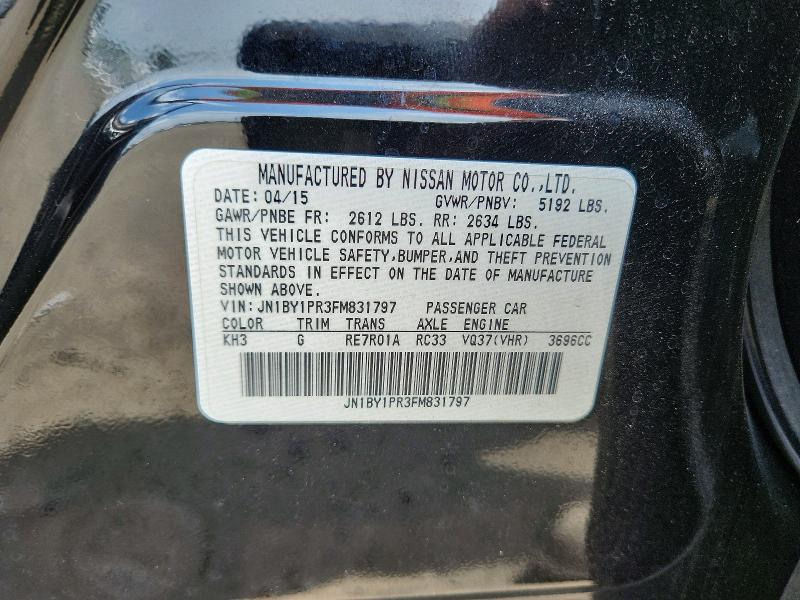 Auction sale of the 2015 Infiniti Q70l, vin: JN1BY1PR3FM831797, lot number: 64754026